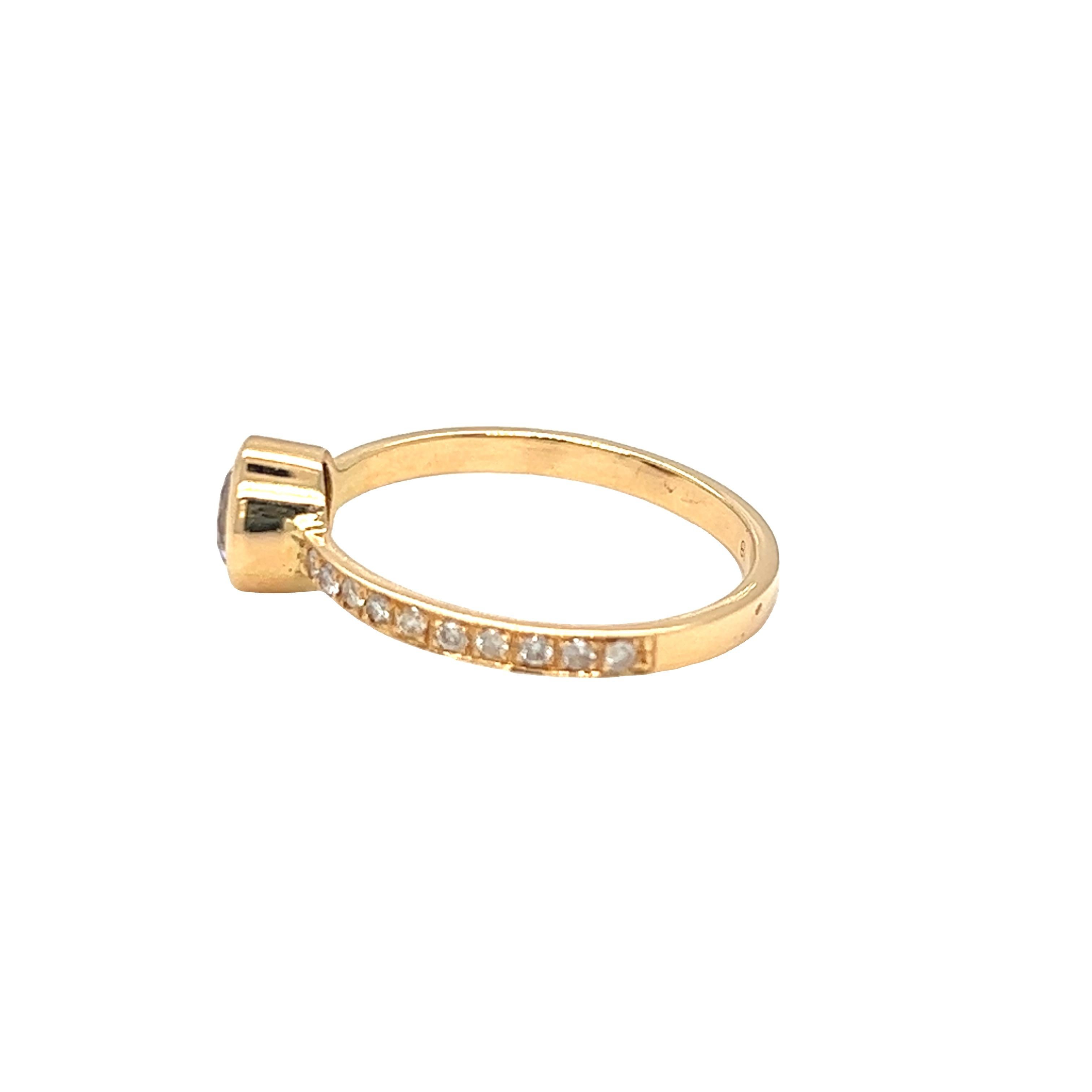 Round Cut Nari Fine Jewels 0.60 Cttw. Cognac Diamond Solitaire Ring 18K Yellow Gold For Sale