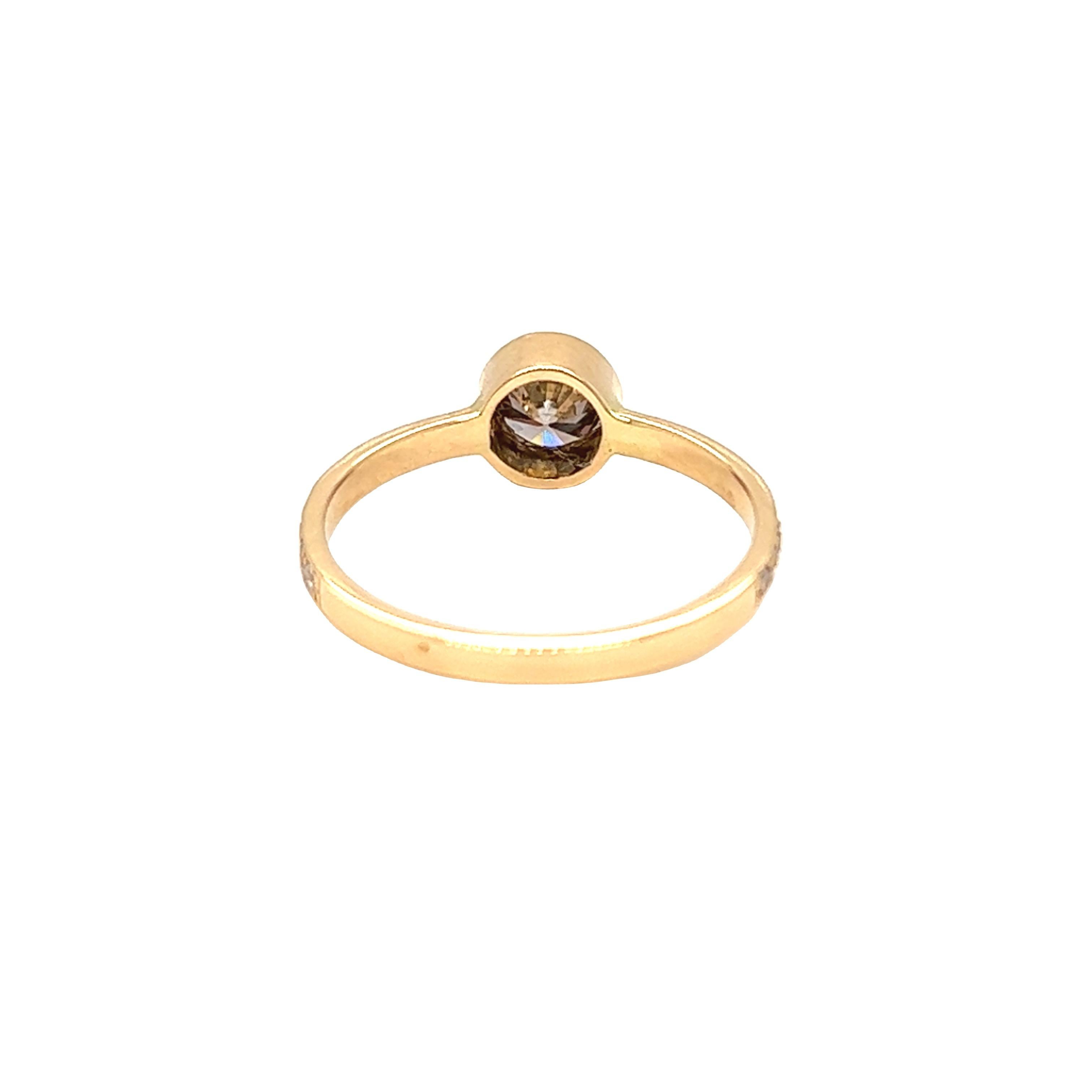 Nari Fine Jewels 0.60 Cttw. Cognac Diamond Solitaire Ring 18K Yellow Gold In New Condition For Sale In beverly hills, CA