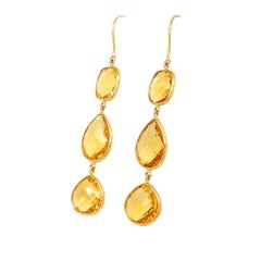 Nari Fine Jewels Citrin Handgefertigter dreifacher Ohrring aus 18 Karat Gelbgold mit Citrin