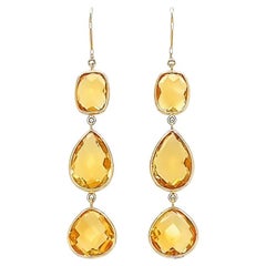 Nari Fine Jewels Citrine Boucle d'oreille triple pampille en or jaune 18 carats fabriquée à la main