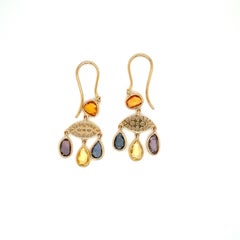 Nari Fine Jewels Handcrafted Evil Eye Multi Colored Sapphire Dangle Earrings