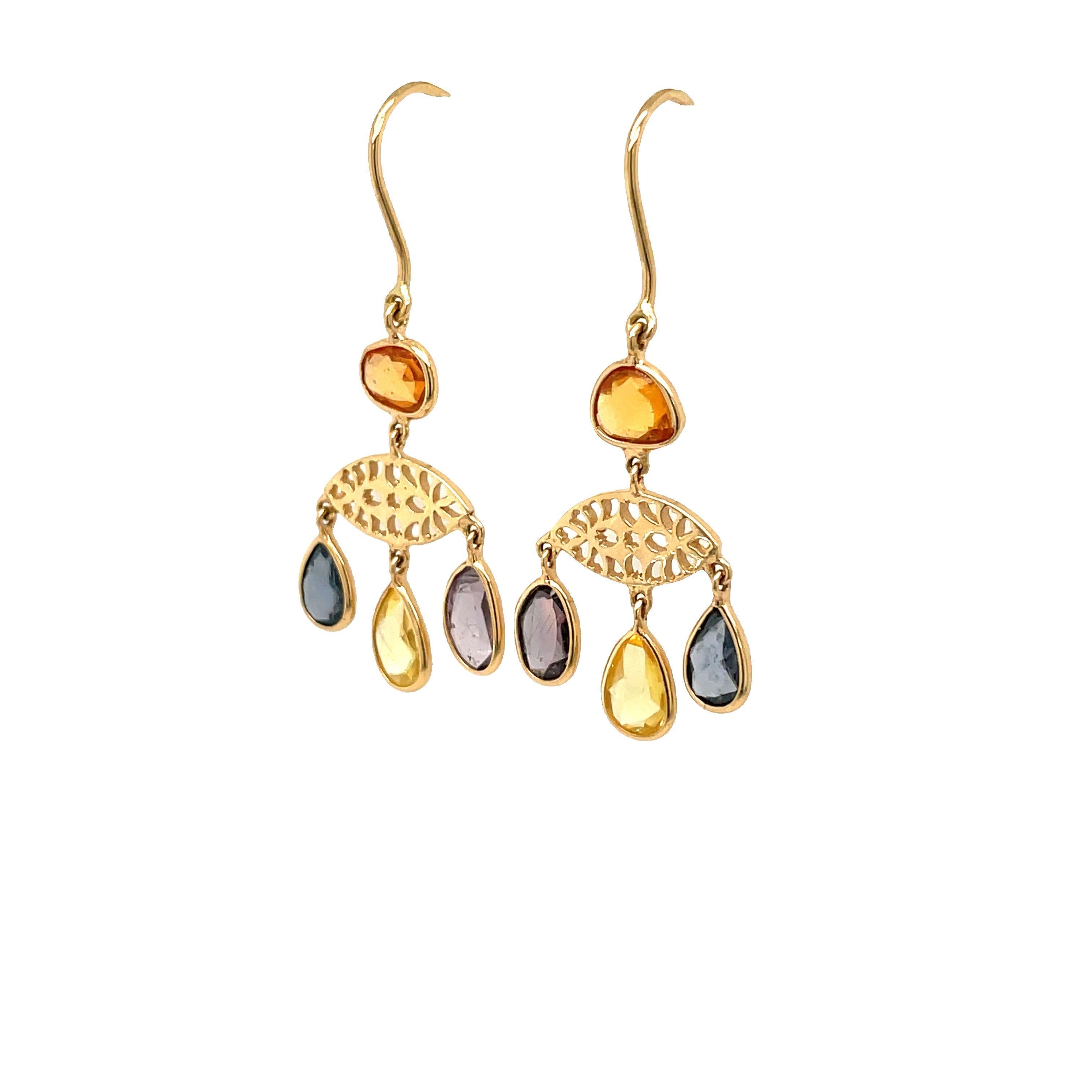 Nari Fine Jewels Boucles d'oreilles pendantes en saphirs multicolores « Evil Eye » fabriquées à la main   Neuf - En vente à beverly hills, CA