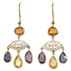 Nari Fine Jewels Handgefertigte Evil Eye Mehrfarbige Saphir-Ohrringe