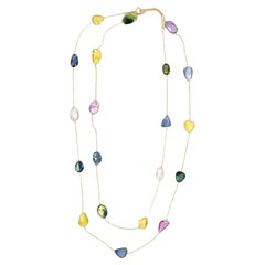 Nari Fine Jewels Handcrafted Multi Colored Sapphire Slice Station Necklace