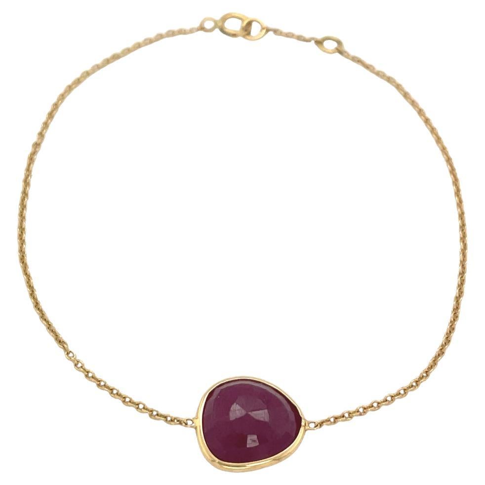 Nari Fine Jewels Handcrafted off Shape Ruby Bracelet Set in 18 Karat For Sale