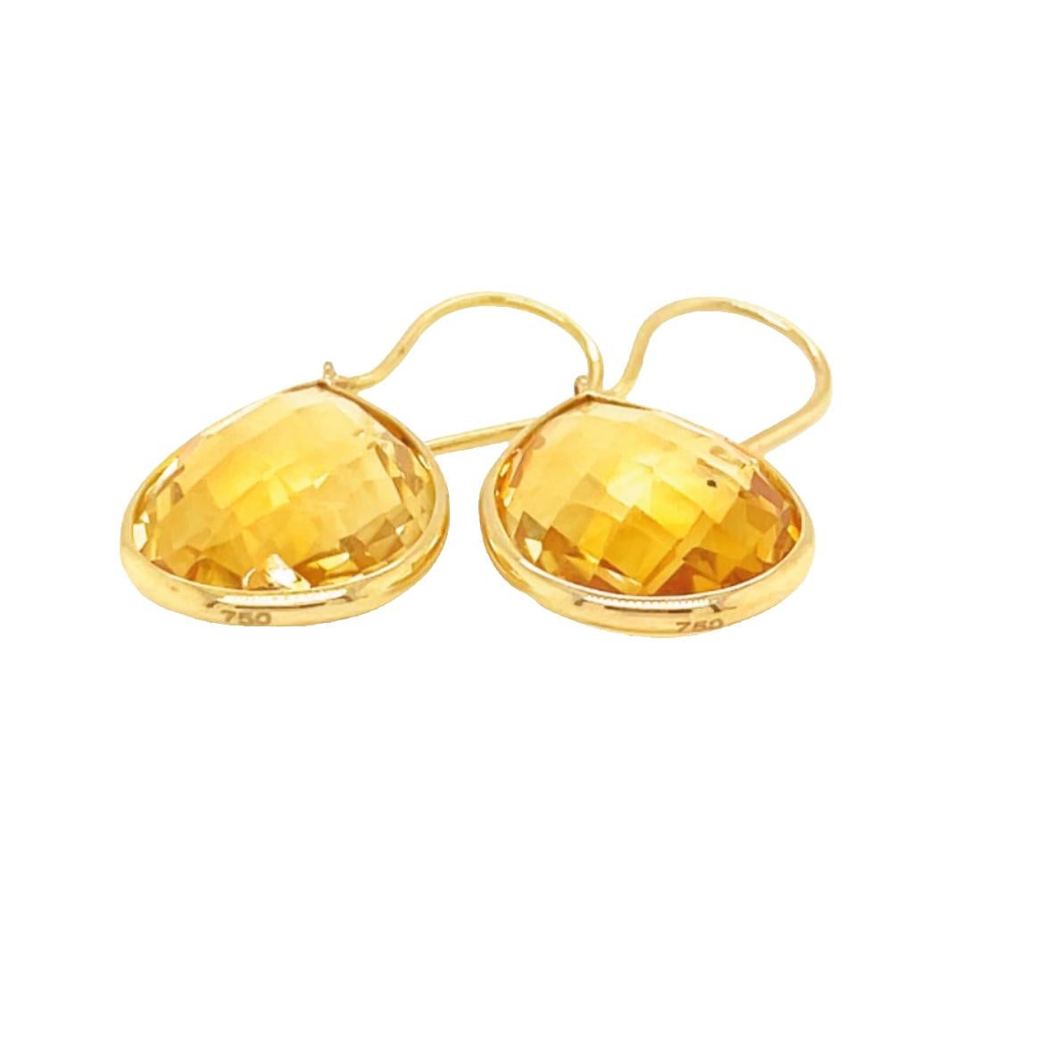 Nari Fine Jewels Handcrafted Teardrop Earrings with Citrine in 18k Yellow In New Condition For Sale In beverly hills, CA