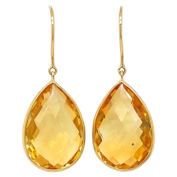 Nari Fine Jewels Handcrafted Teardrop Earrings with Citrine in 18k Yellow For Sale