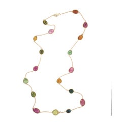 Nari Fine Jewels Handcrafted Tourmaline Slice Station Necklace in 18k Yellow