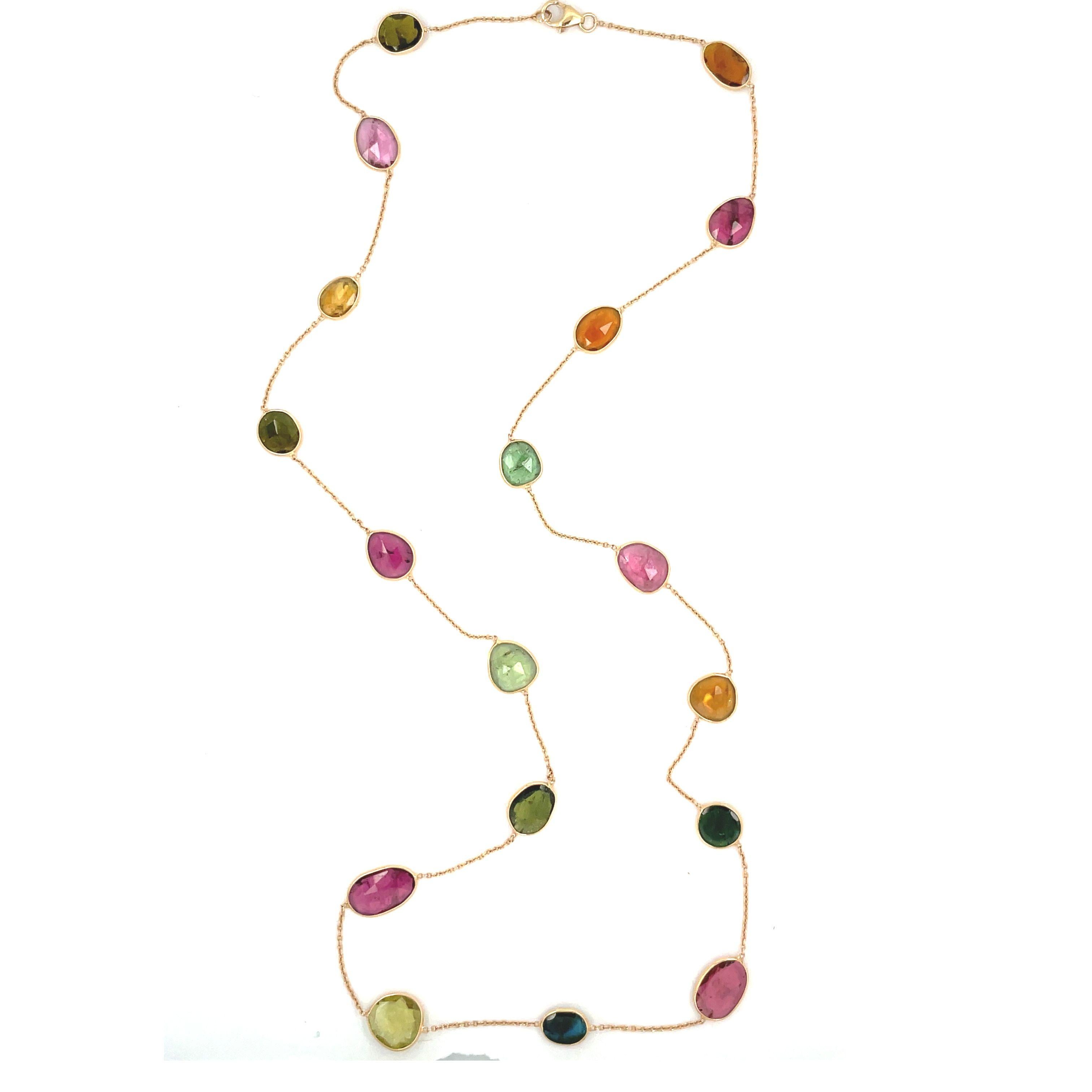 Taille mixte Nari Fine Jewels Collier station à tranches en tourmaline jaune 18 carats, fabriqué à la main en vente