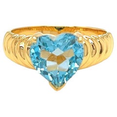 Nari Fine Jewels Heart Blue Topaz Fluted Dome Ring 14K Yellow Gold