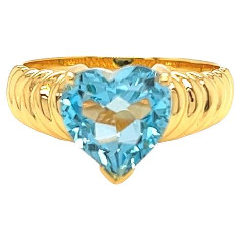 Nari Fine Jewels Heart Blue Topaz Fluted Dome Ring 14K Yellow Gold