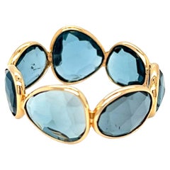Nari Fine Jewels London Blue Topaz Handcrafted Eternity Ring 18K Yellow Gold