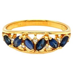 Nari Fine Jewels Marquise Sapphire and Diamond Band Ring 14K Yellow Gold