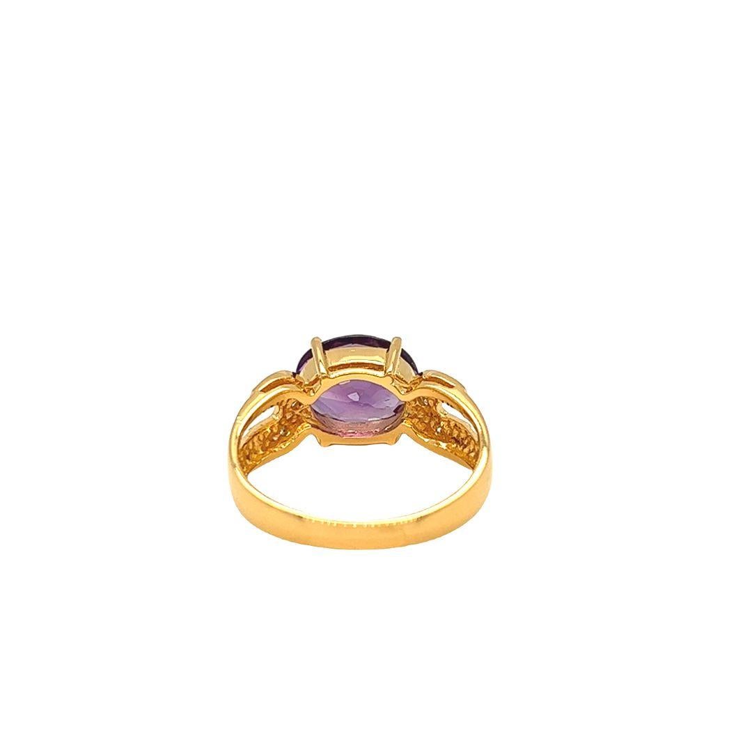 Oval Cut Nari Fine Jewels Oval Amethyst and Diamond Ring 14K For Sale