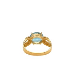 Nari Fine Jewels Oval Blue Topaz and Diamond Ring 14K