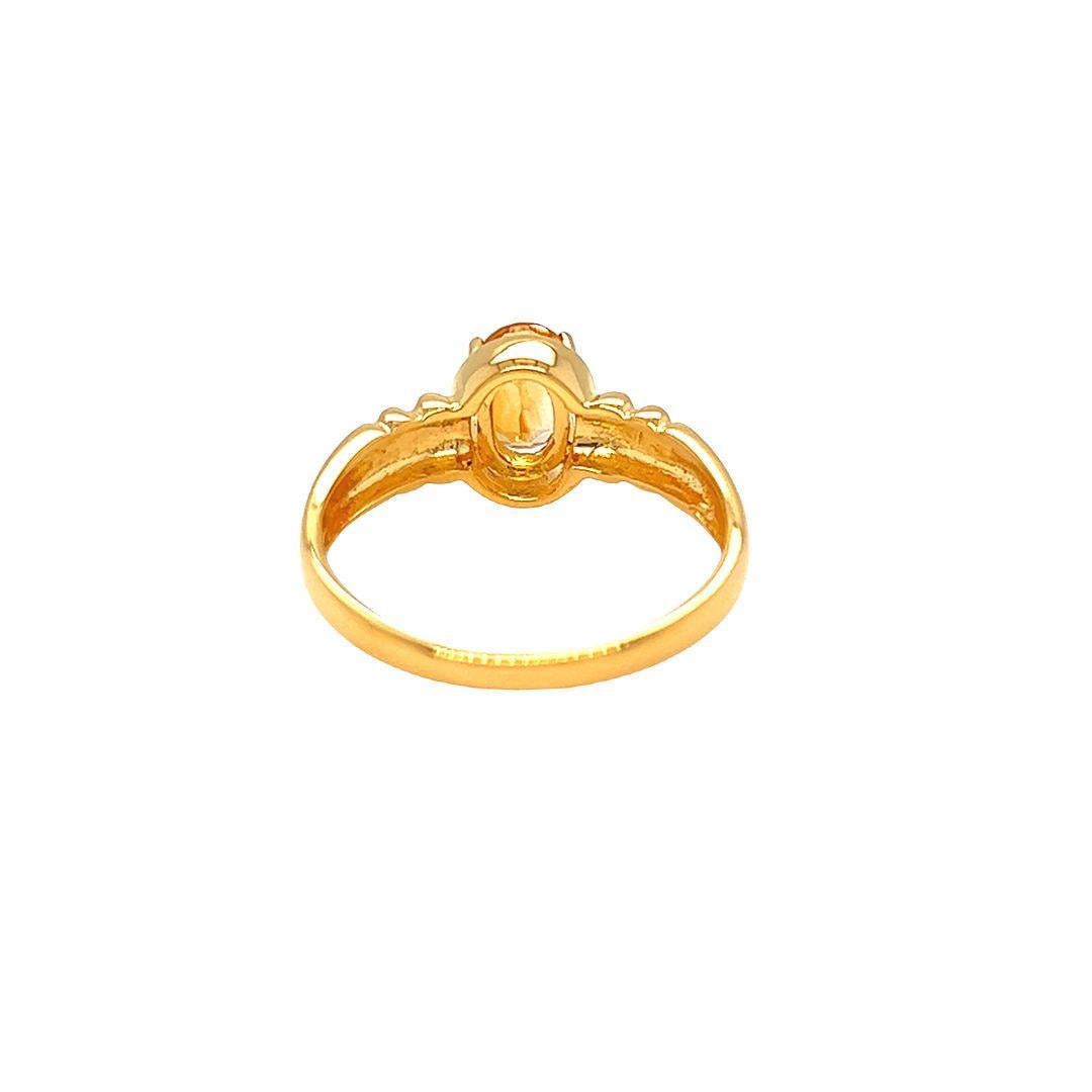 Contemporary Nari Fine Jewels Oval Citrine Ribbed Shank Ring 14K Yellow Gold For Sale
