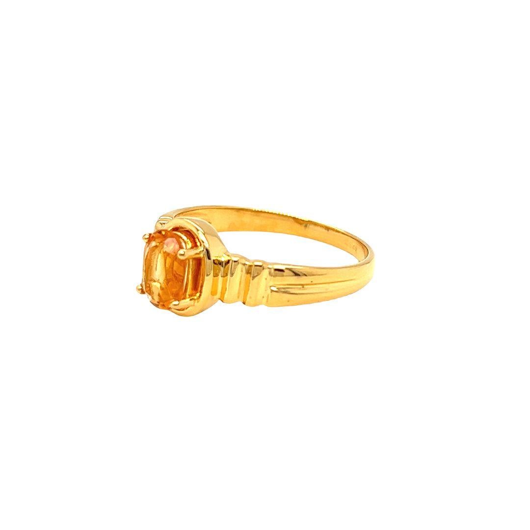 Nari Fine Jewels Oval Citrine Ribbed Shank Ring 14K Yellow Gold In New Condition For Sale In beverly hills, CA
