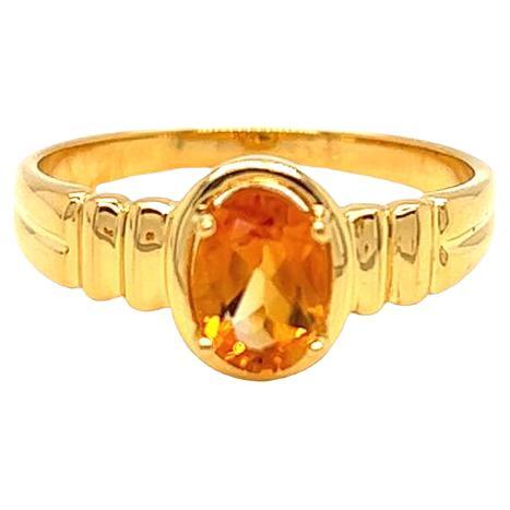 Nari Fine Jewels Oval Citrine Ribbed Shank Ring 14K Yellow Gold For Sale