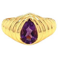 Nari Fine Jewels Pear Amethyst Fluted Dome Ring 14K Yellow Gold