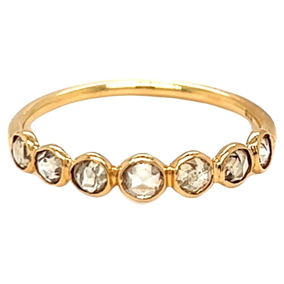 Nari Fine Jewels Rose Cut Cognac Diamond Half Eternity Ring 14K-Made to Order For Sale