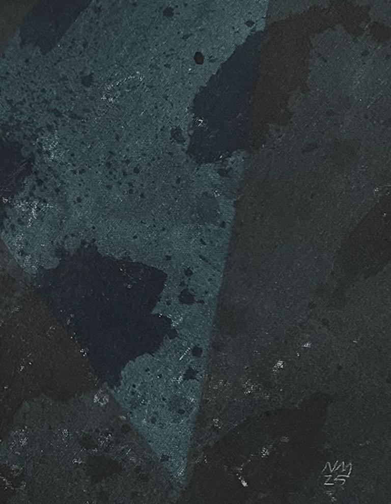 Mid-Century Modern Narragansett XV' Art abstrait original Teinture et encre sur toile italienne 19 x 32 in en vente