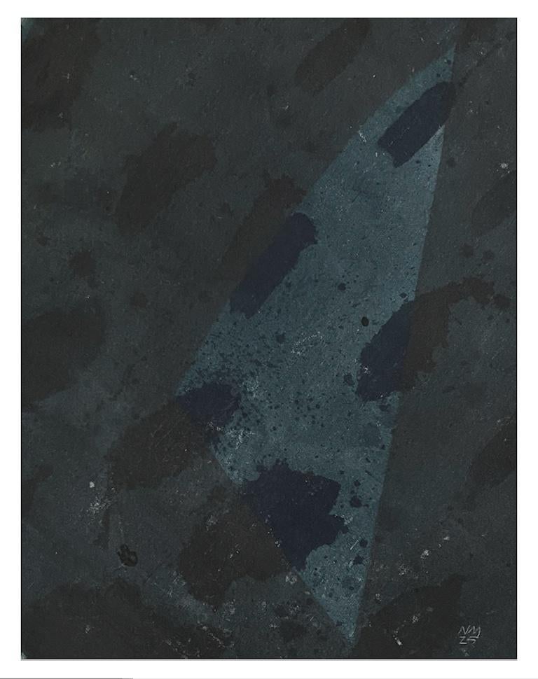 Narragansett XV' Art abstrait original Teinture et encre sur toile italienne 19 x 32 in Neuf - En vente à PRAHA 7, CZ