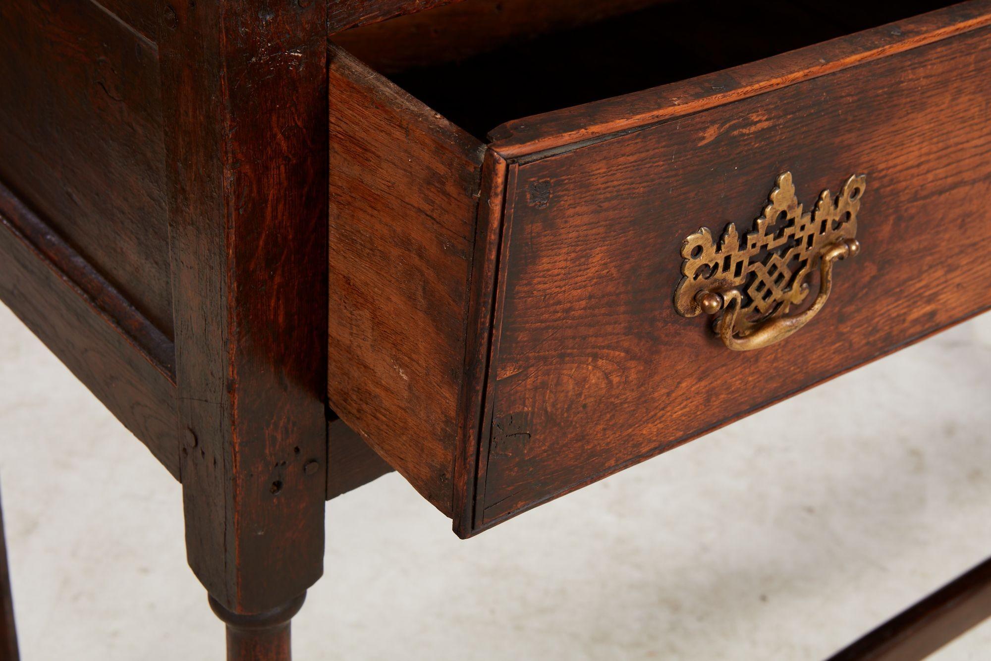 Narrow 18th c. Well-Patinated English Oak Sideboard For Sale 10