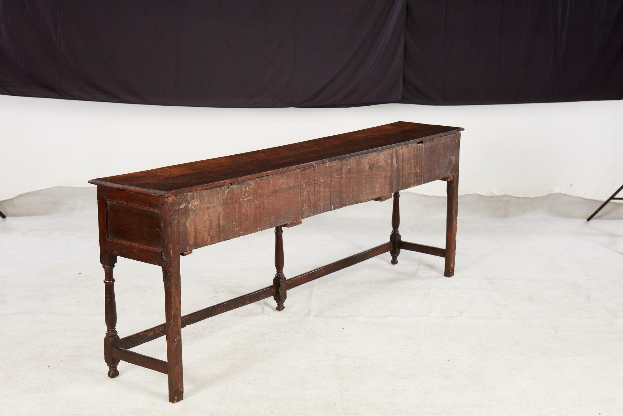 Narrow 18th c. Well-Patinated English Oak Sideboard For Sale 12