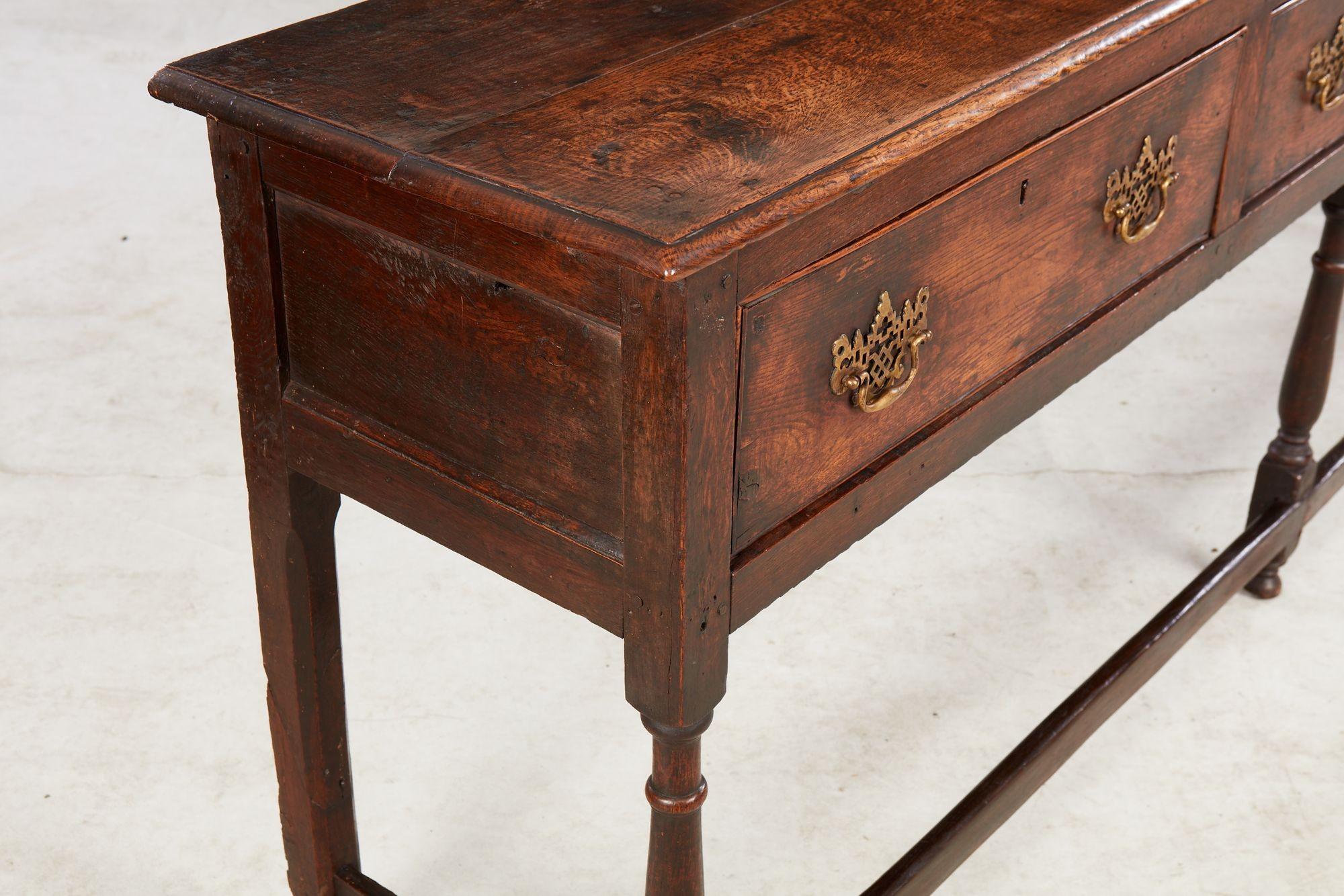 Narrow 18th c. Well-Patinated English Oak Sideboard For Sale 2