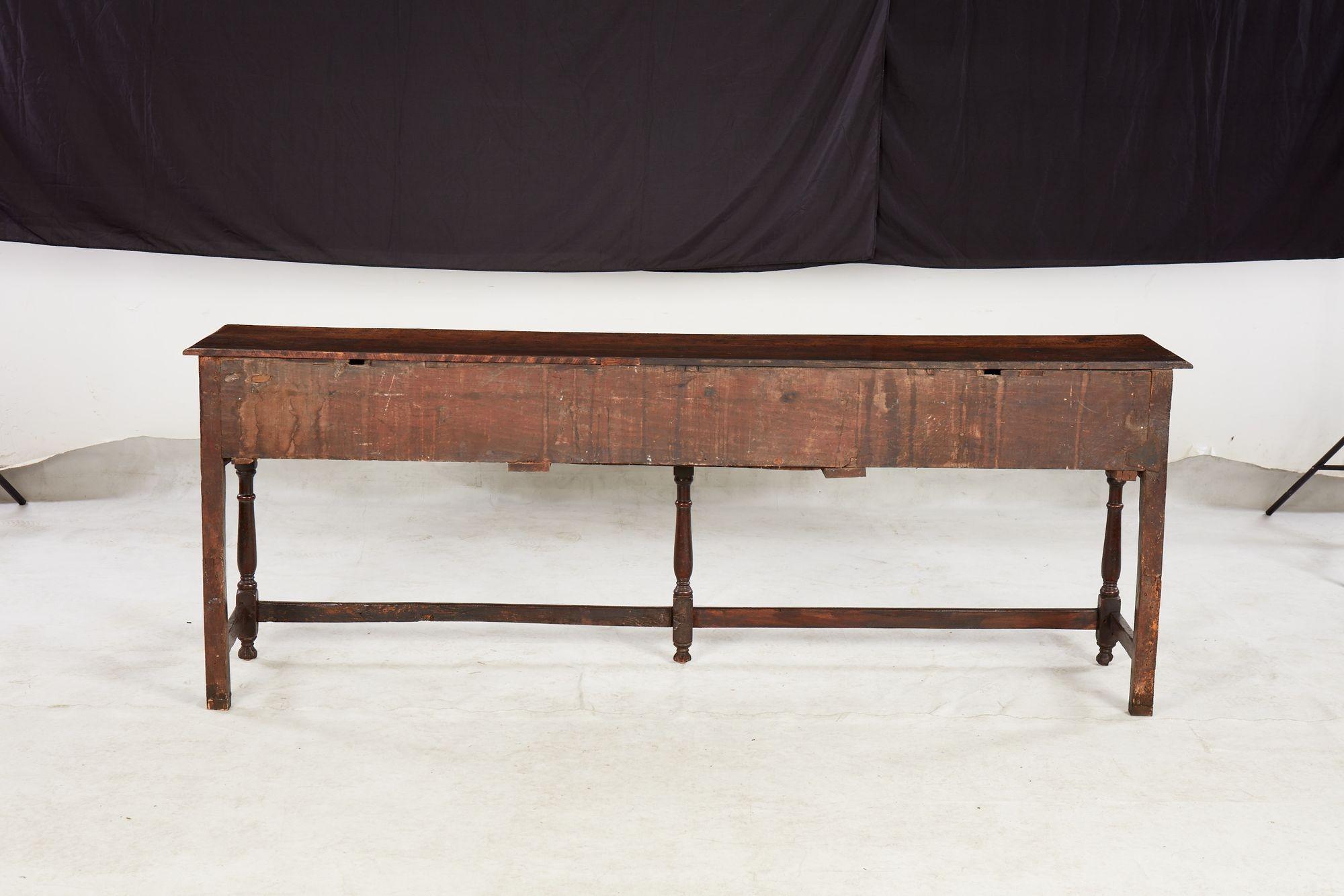Narrow 18th c. Well-Patinated English Oak Sideboard For Sale 5