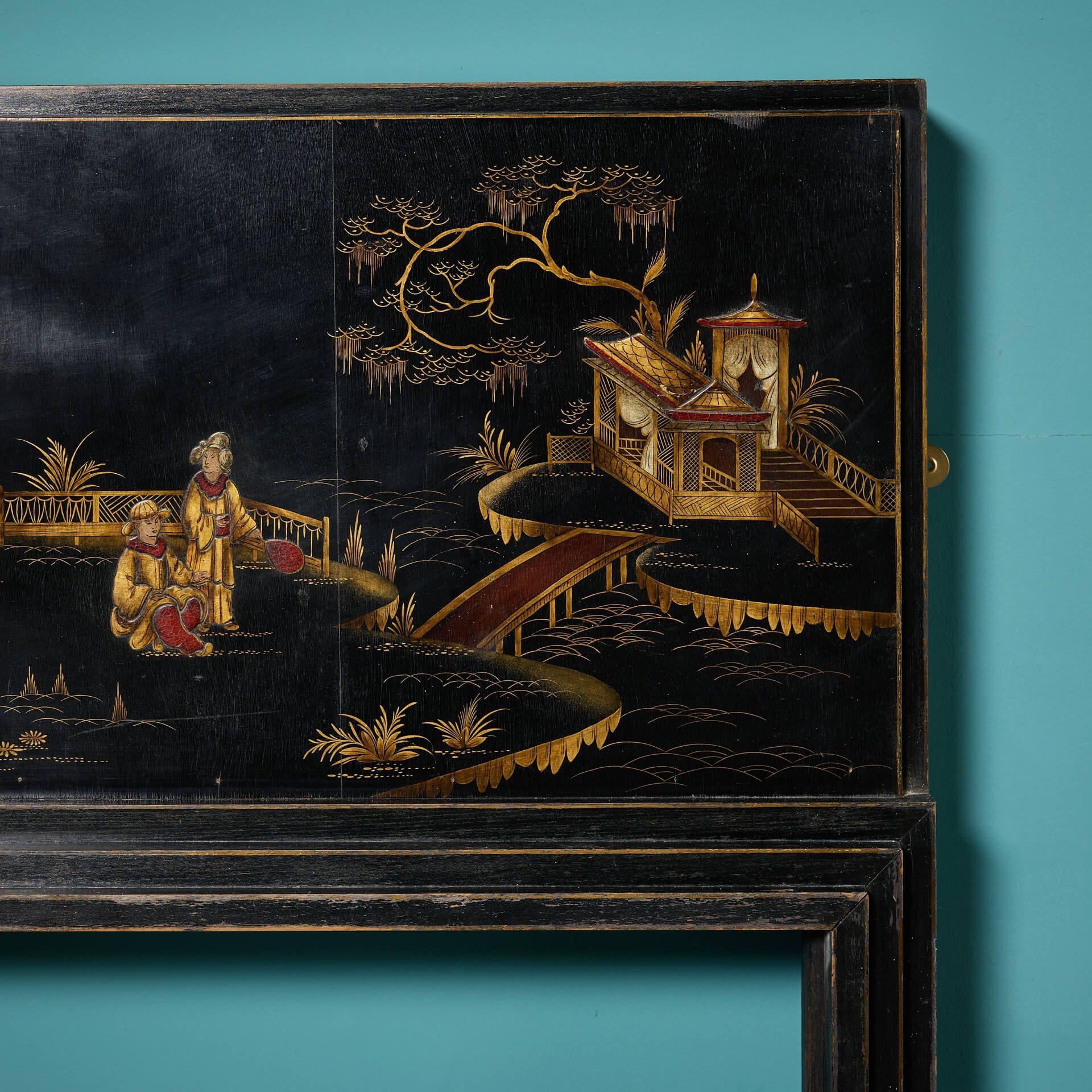 Cineserie Stretto camino dipinto in stile Chinoiserie degli anni '20 in vendita