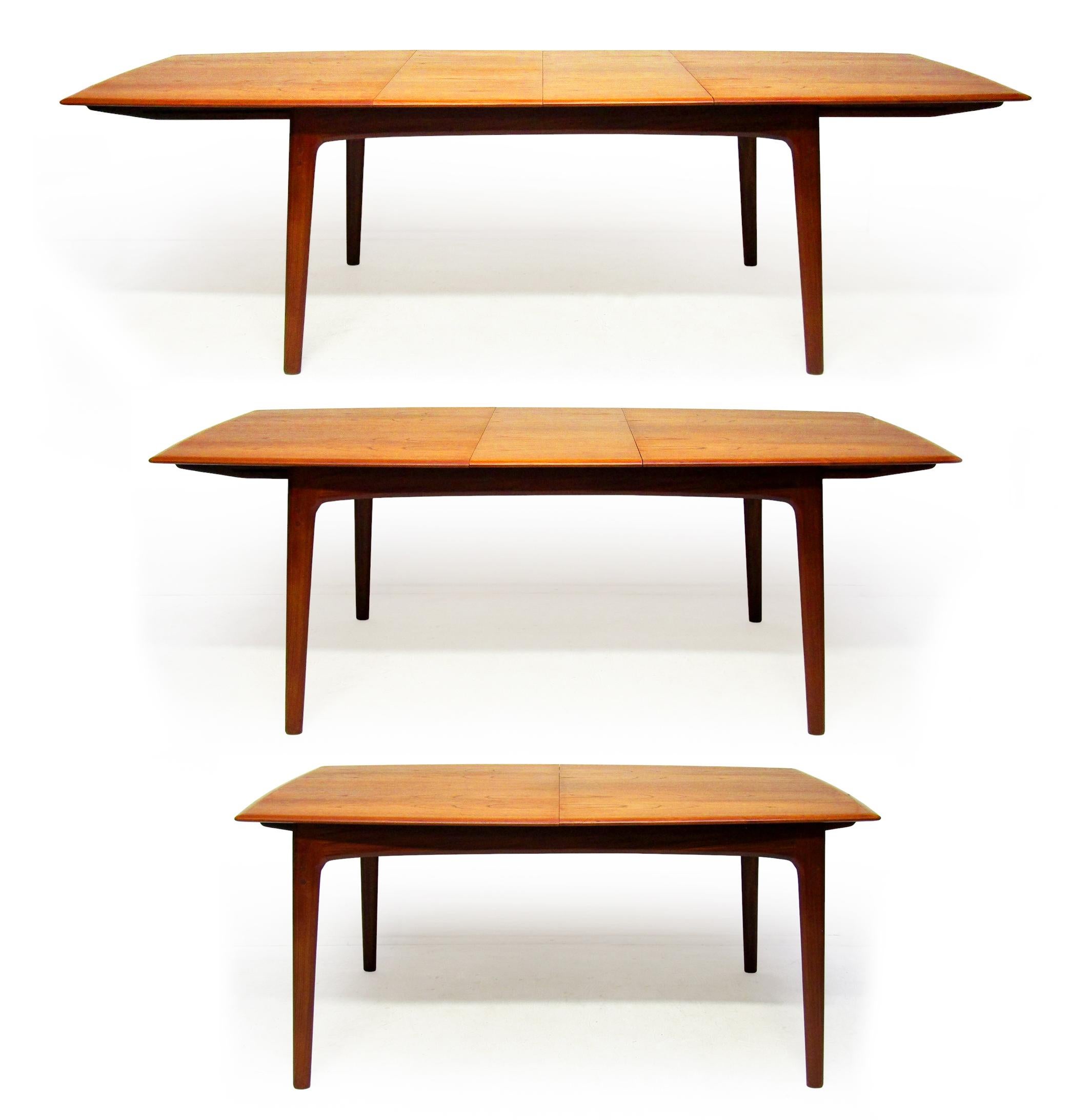 Narrow 1960s Danish Extending Banqueting Table In Teak By Arne Hovmand Olsen 11
