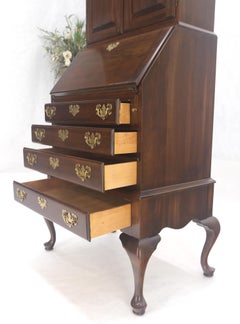 Narrow 30" Wide  4 Drawers Slant Front Secretary Desk w/ Glass Doors Bookcase