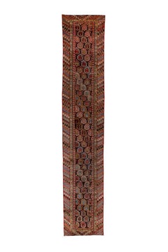 Narrow and Long Antique Heriz Runner