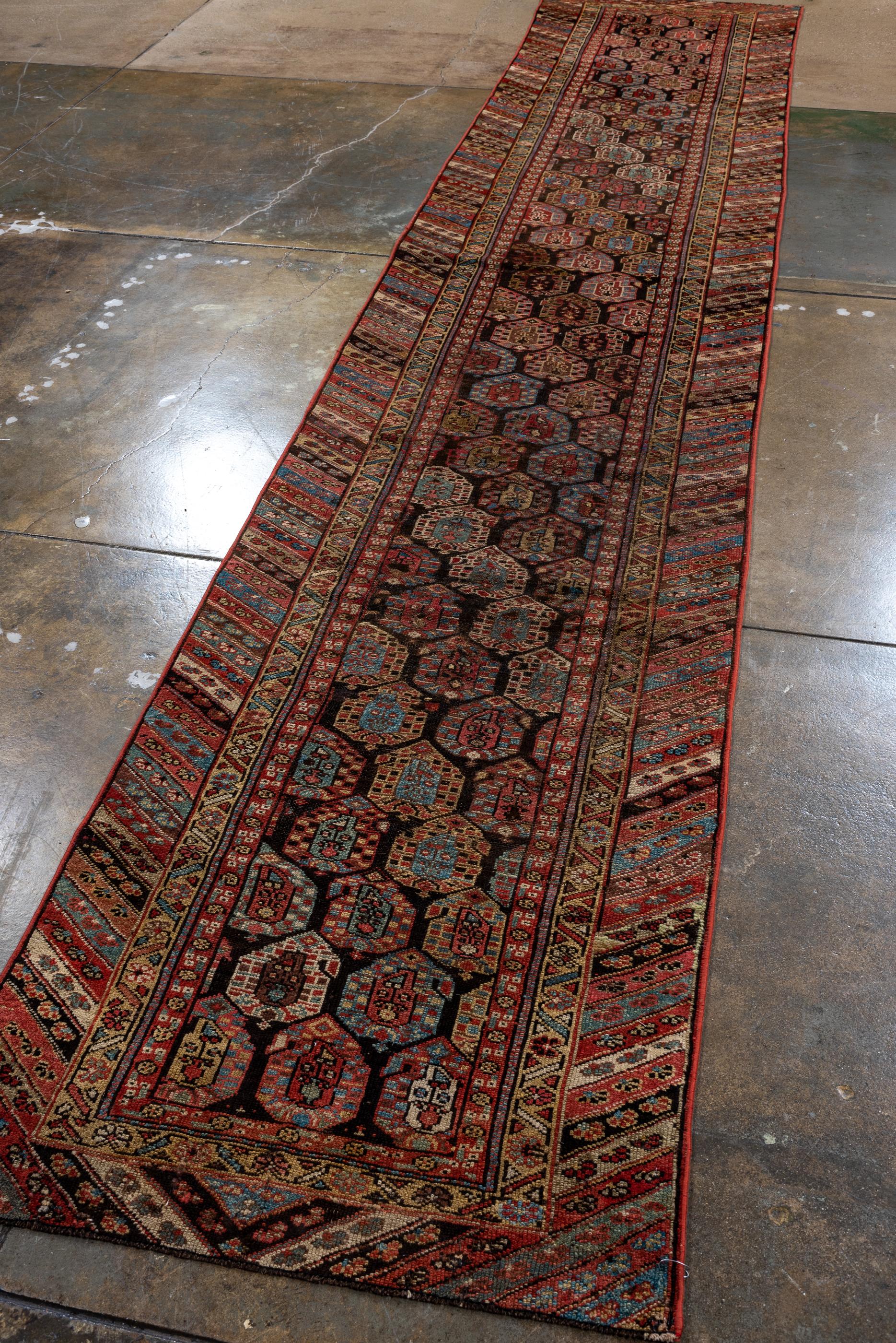 Persian Narrow and Long Antique Heriz Runner For Sale