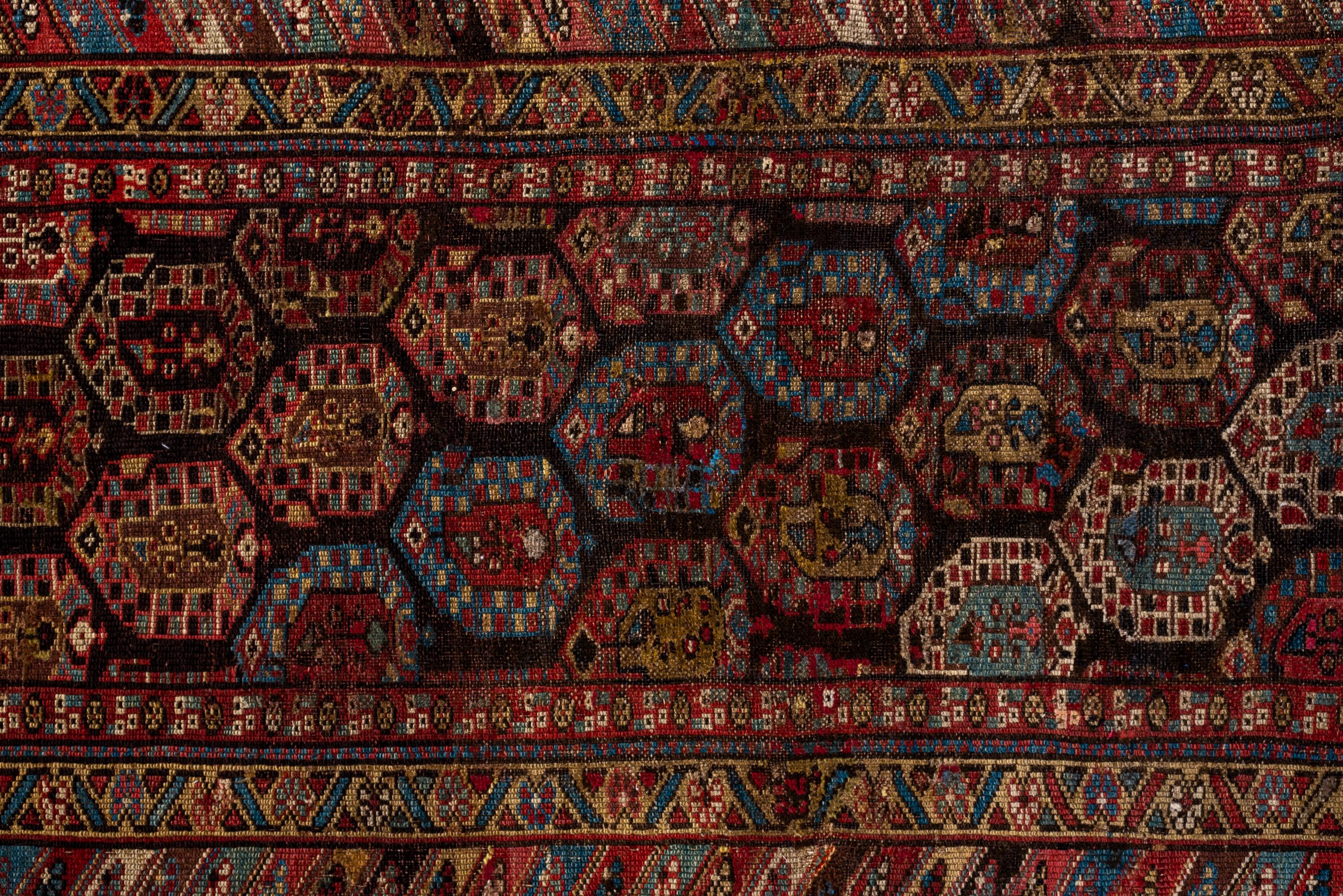 Hand-Knotted Narrow and Long Antique Heriz Runner For Sale