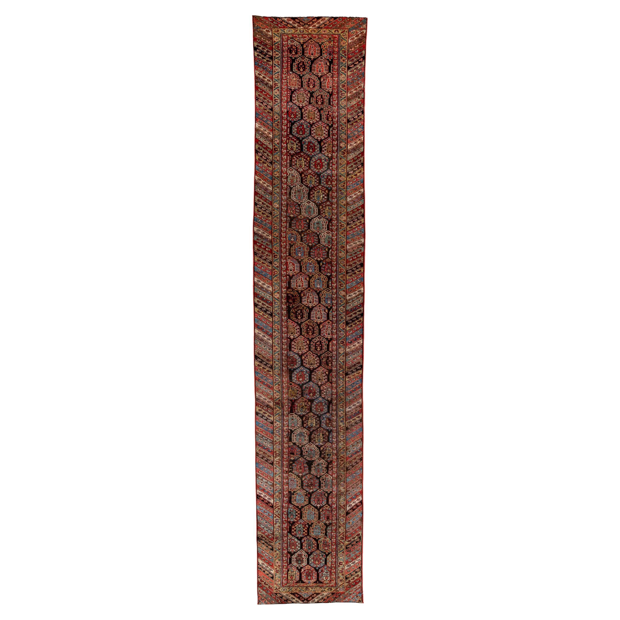 Narrow and Long Antique Heriz Runner For Sale