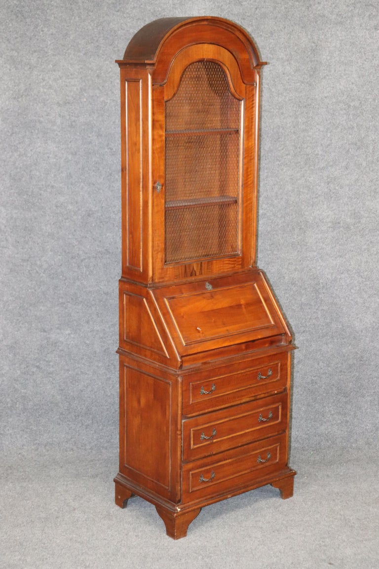 Narrow and Shallow Depth Italian Mesh Door Secretary Desk Paper Lined