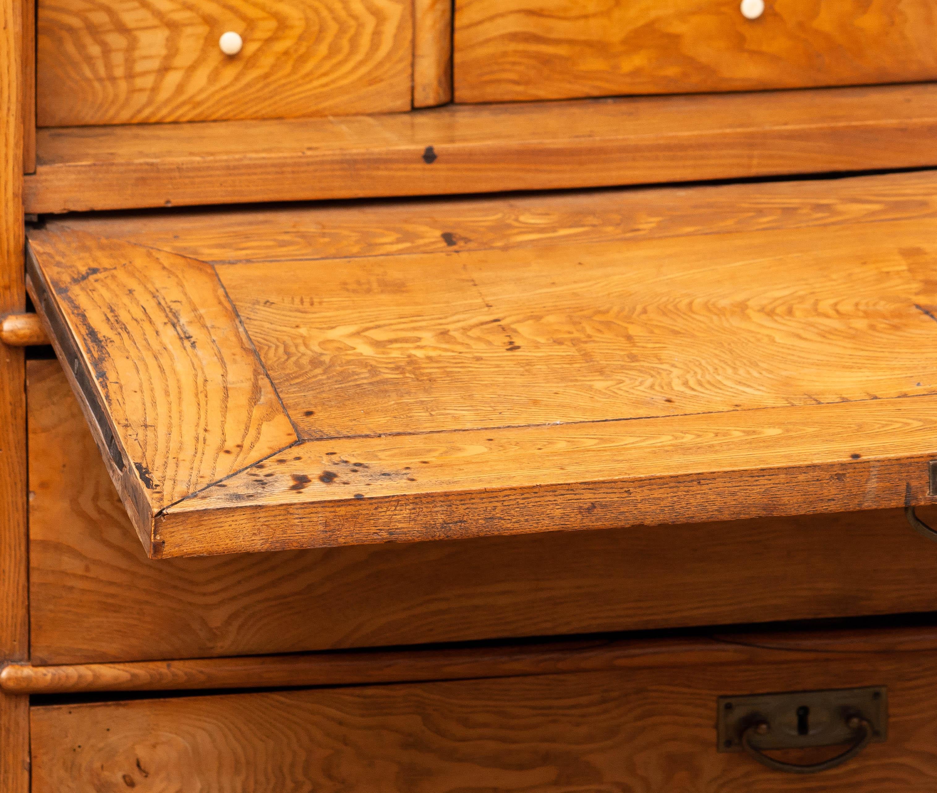 Narrow Antique Biedermeier Secretaire In Pine Sweden Late 19th Century 3