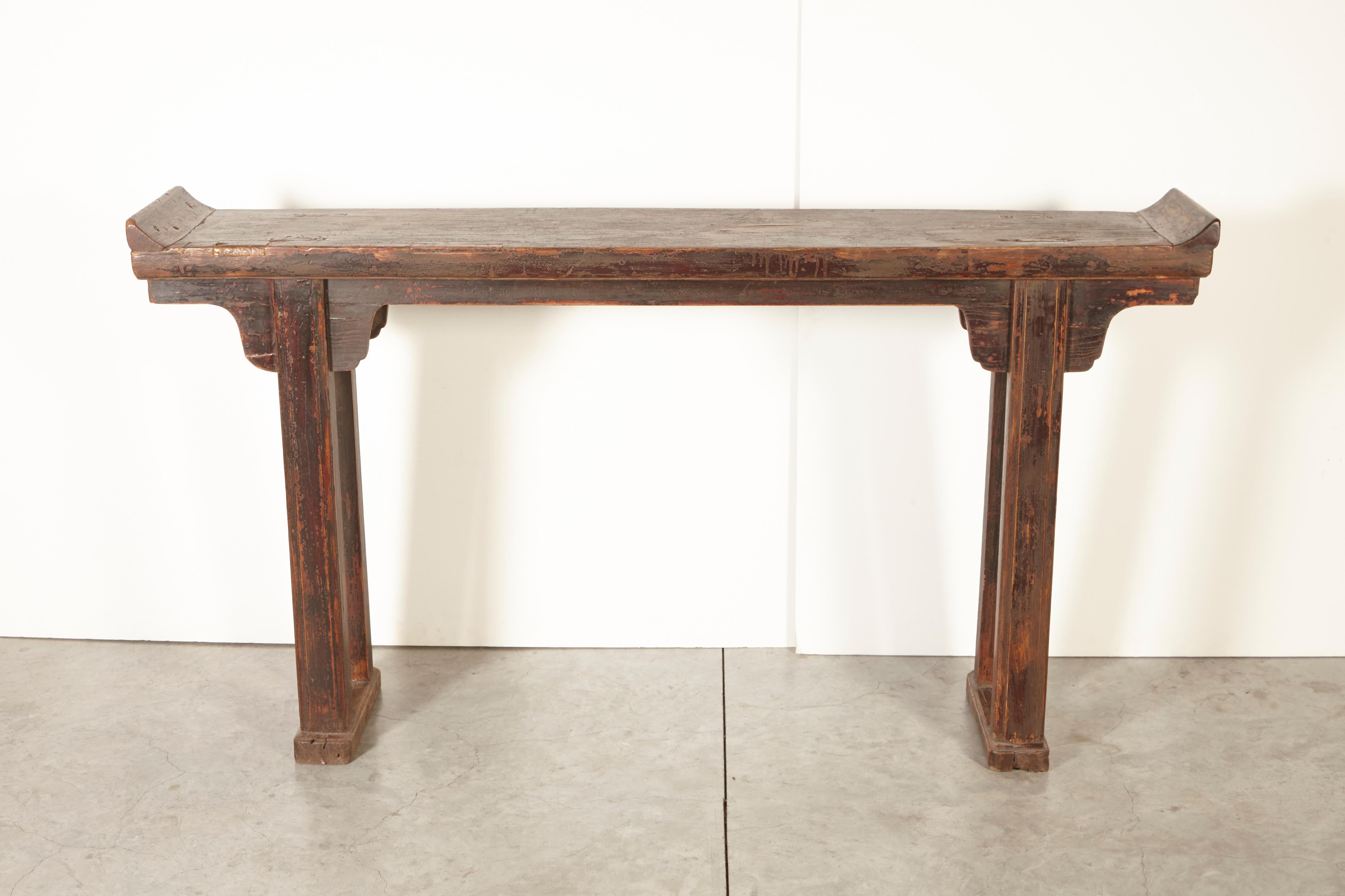 Chinois Table d'autel chinoise ancienne étroite
