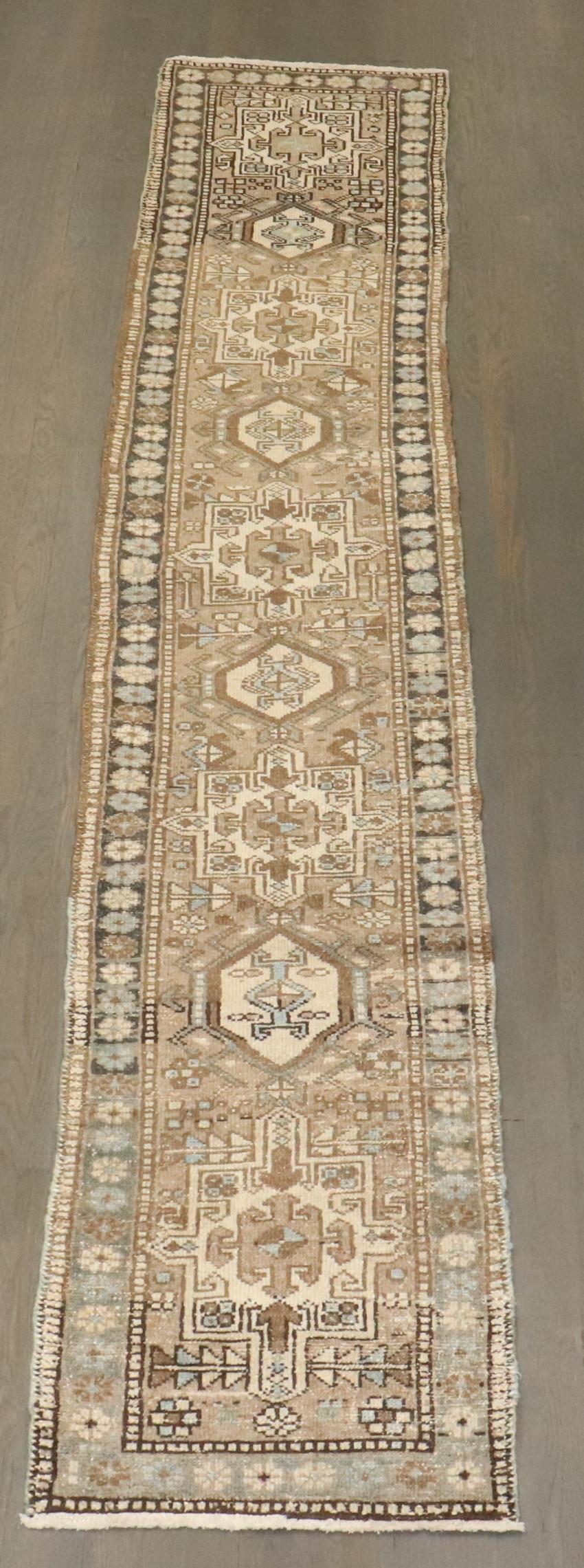 Zabihi Collection Narrow Vintage Heriz Persian Runner In Good Condition For Sale In New York, NY