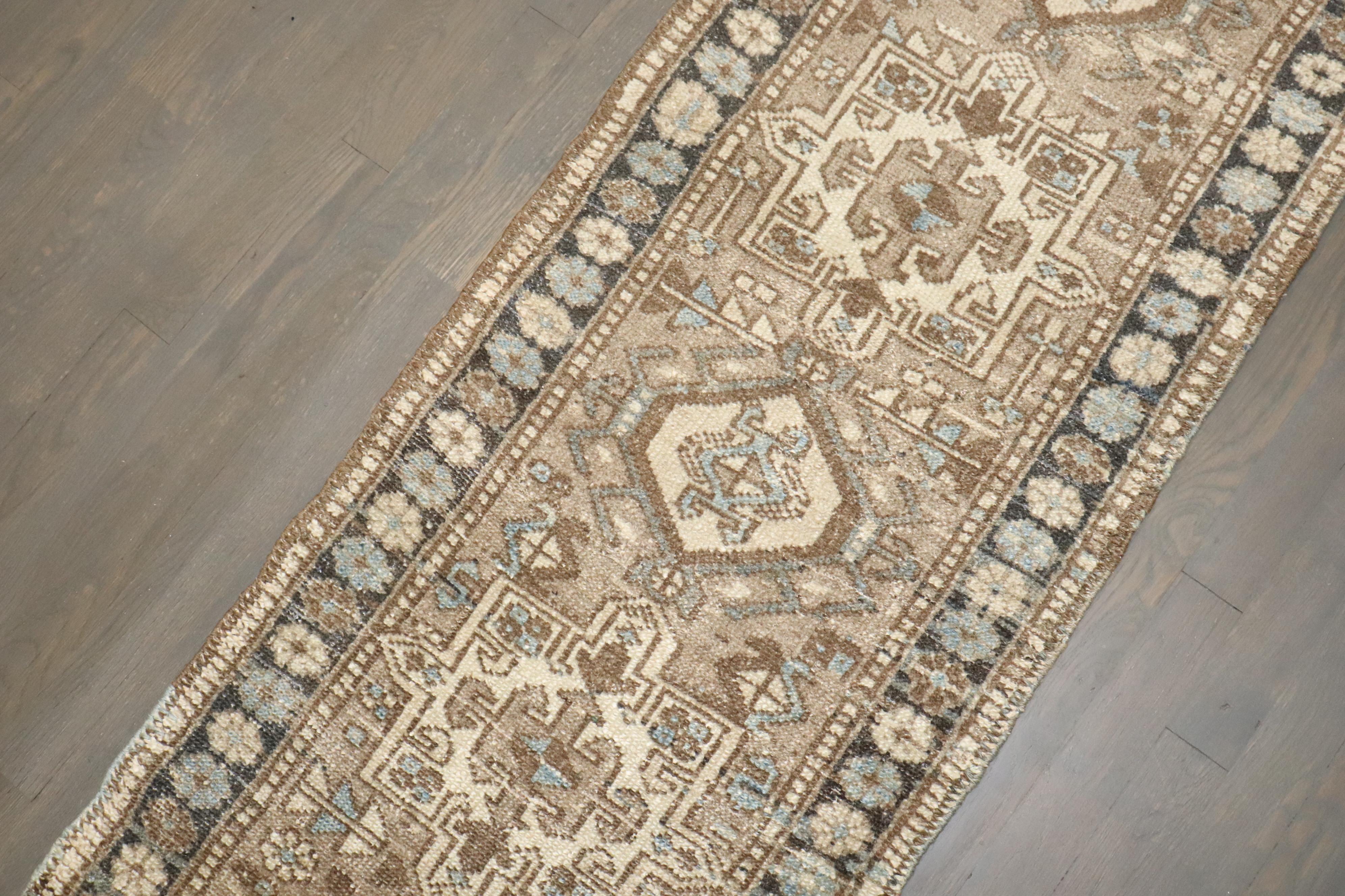 20th Century Zabihi Collection Narrow Vintage Heriz Persian Runner For Sale