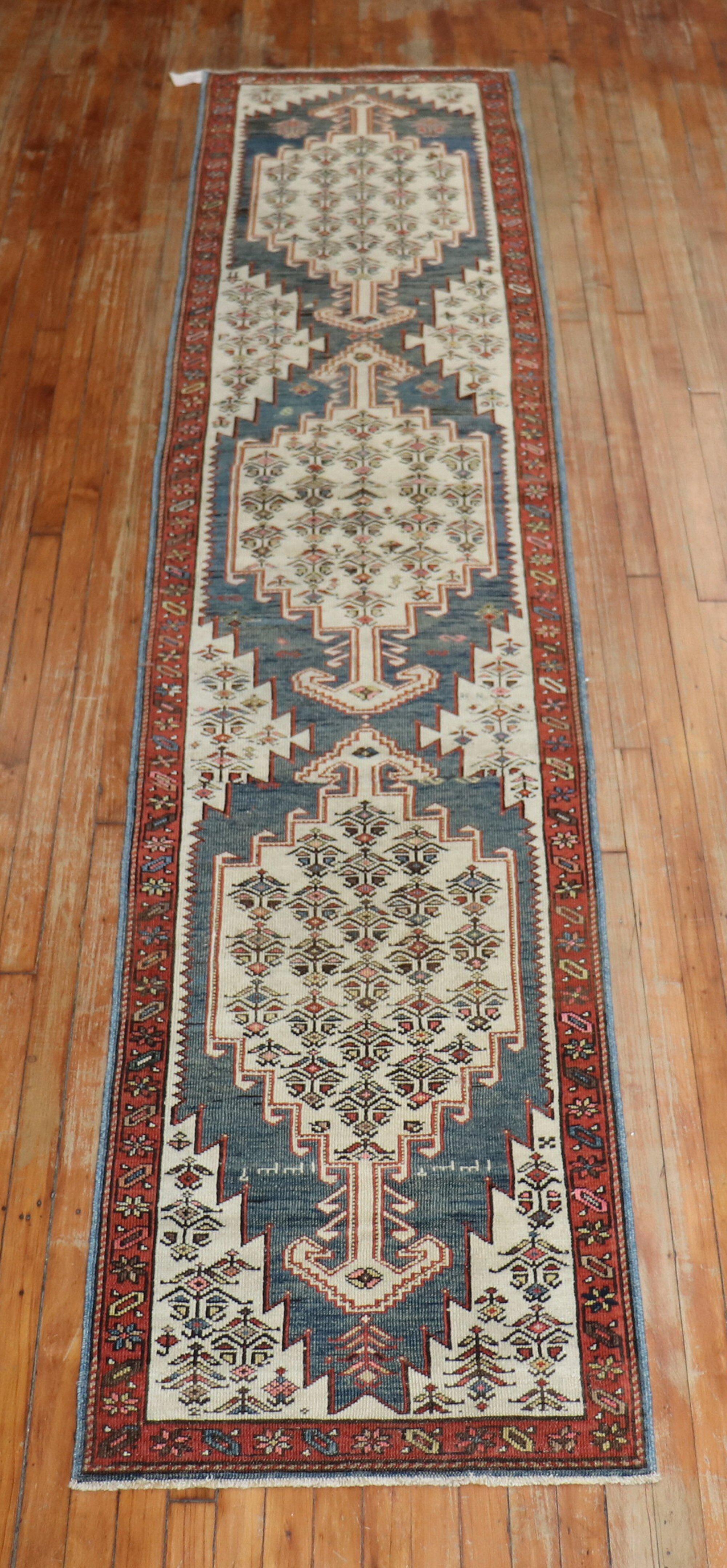 Narrow Antique Tribal Persian Runner In Good Condition For Sale In New York, NY
