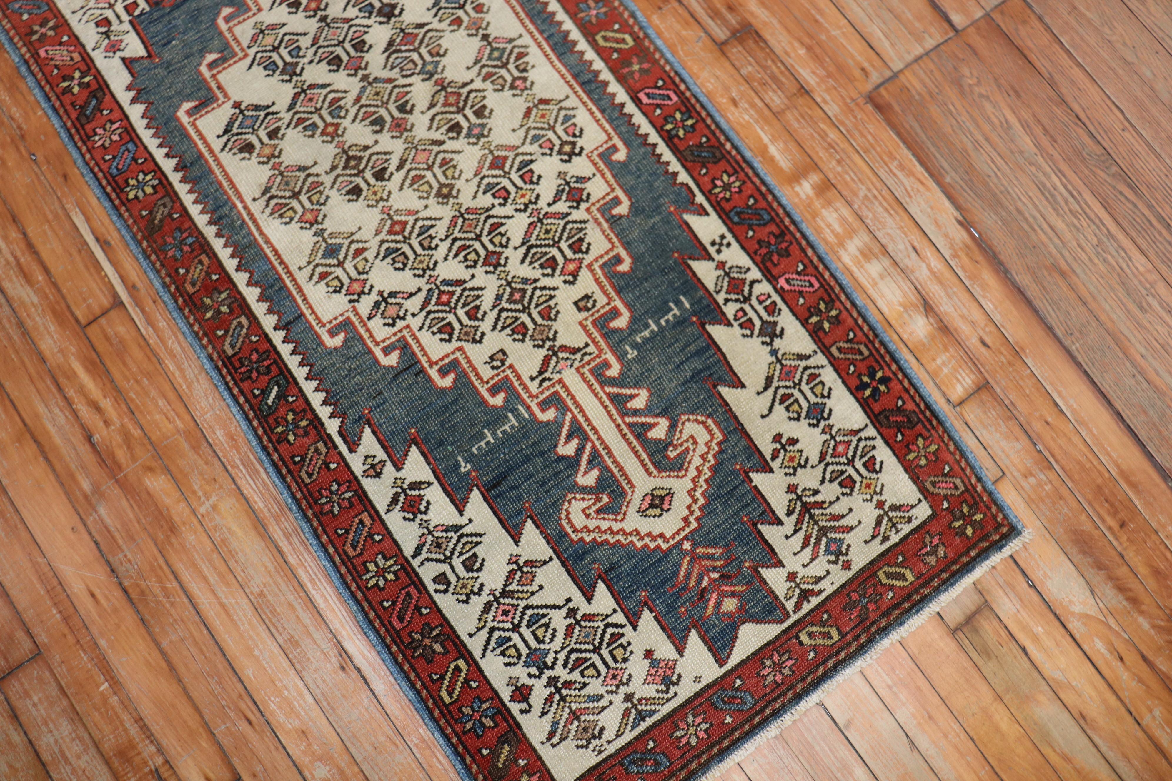 Wool Narrow Antique Tribal Persian Runner For Sale
