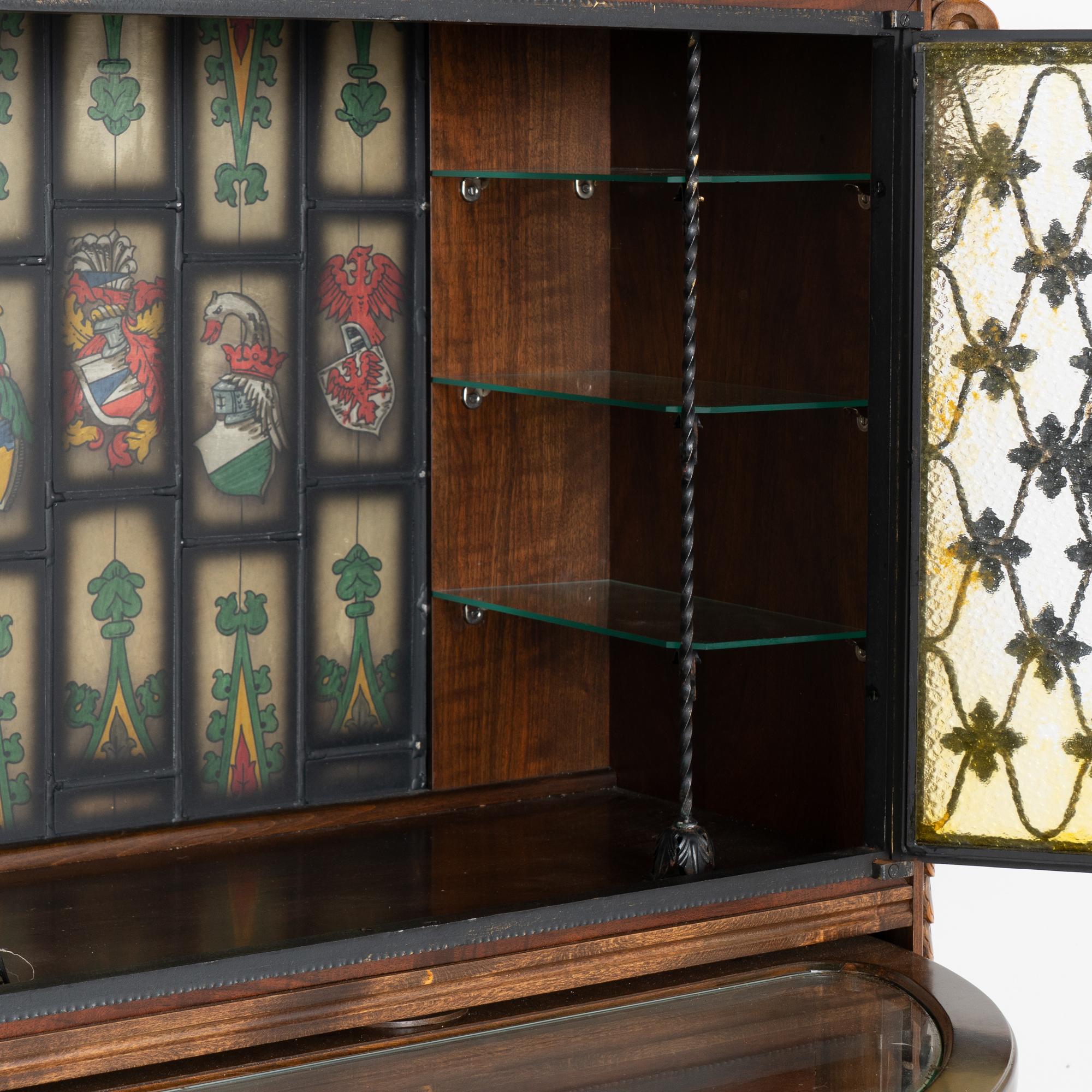 Narrow Bar Cabinet with Revolving Serving Surface, Denmark circa 1960-70 3