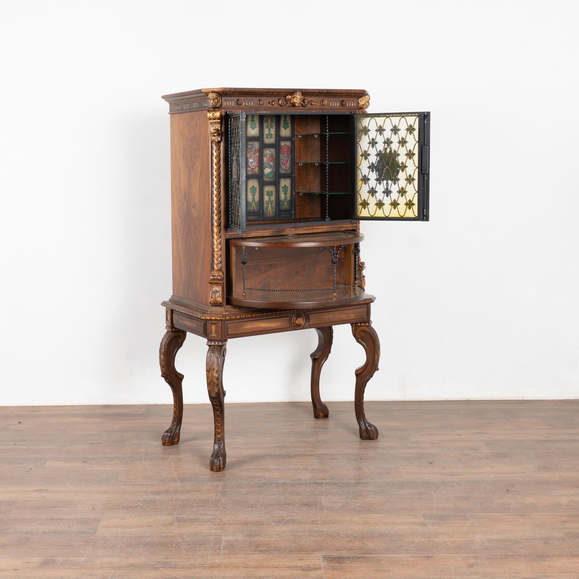 Renaissance Revival Narrow Bar Cabinet with Revolving Serving Surface, Denmark circa 1960-70