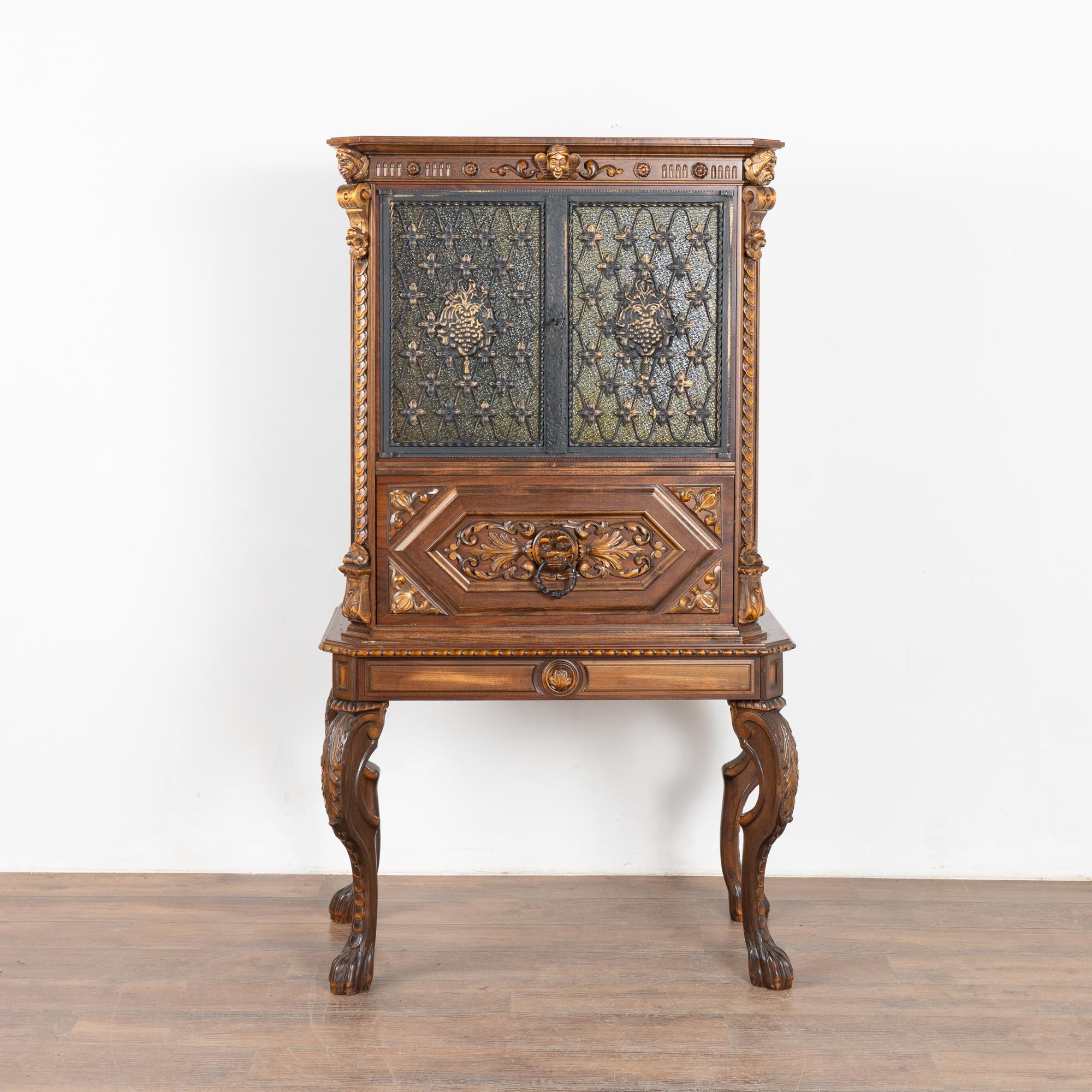 Danish Narrow Bar Cabinet with Revolving Serving Surface, Denmark circa 1960-70
