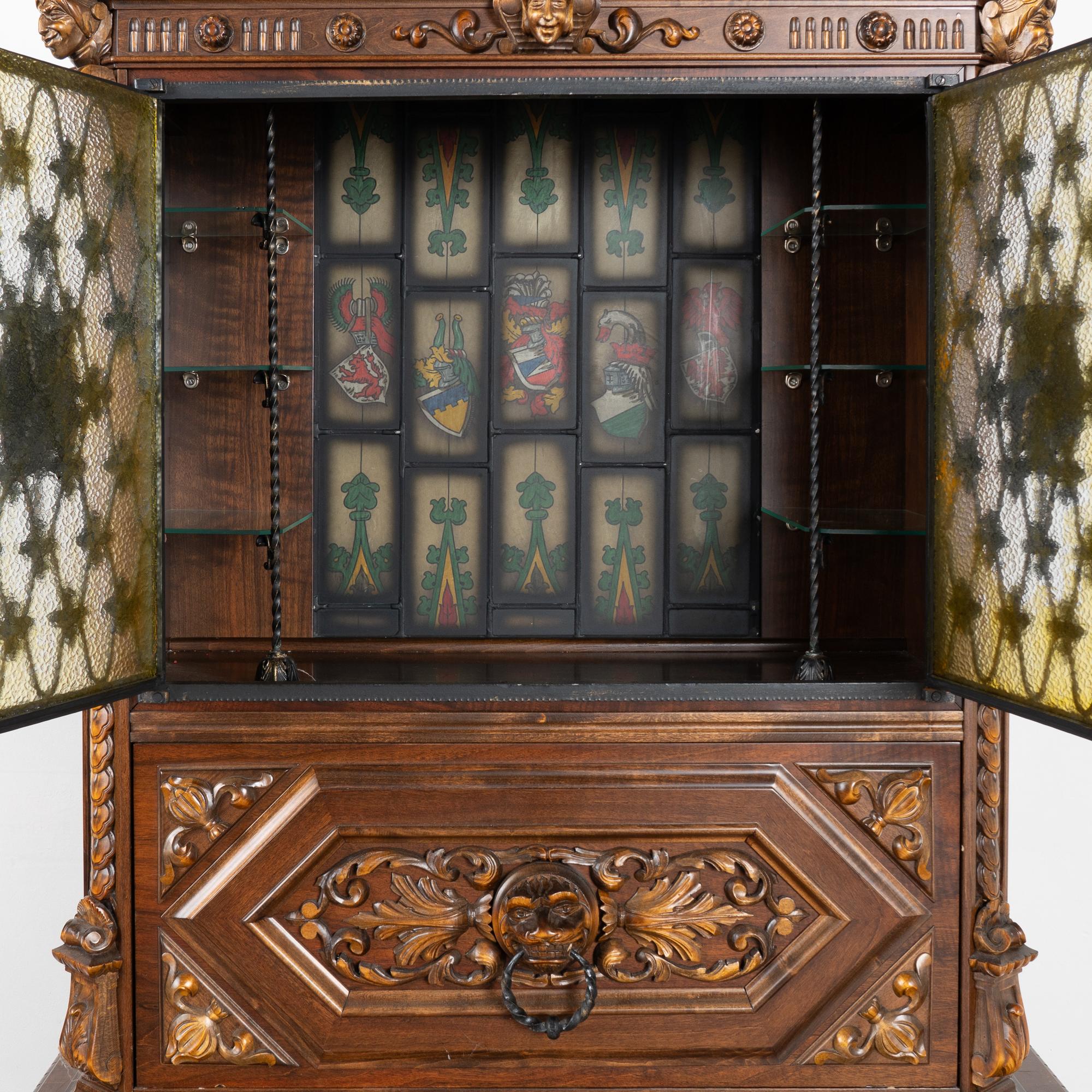 Metal Narrow Bar Cabinet with Revolving Serving Surface, Denmark circa 1960-70