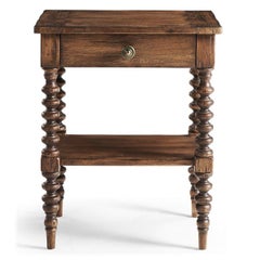Narrow Bobbin-Turned Rustic Nightstand