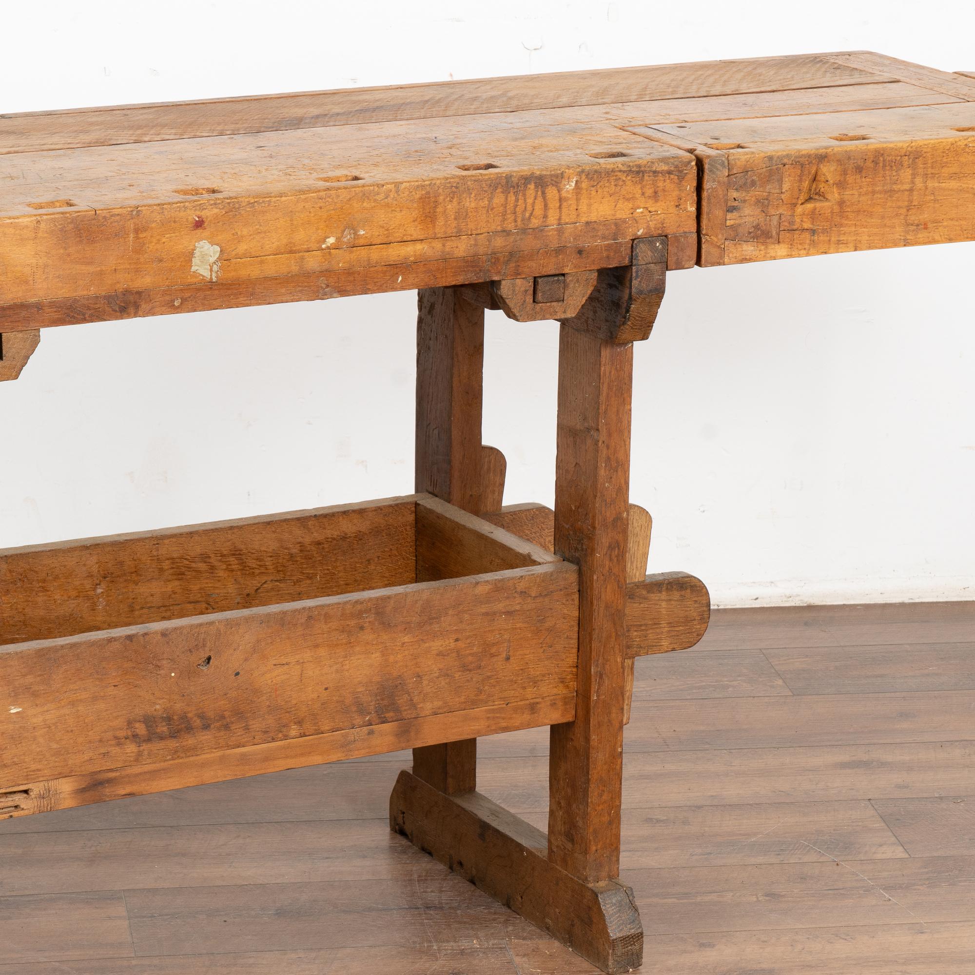 Narrow Carpenter's Workbench Rustic Console Table, circa 1890 4